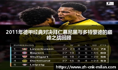 2011年德甲经典对决拜仁慕尼黑与多特蒙德的巅峰之战回顾