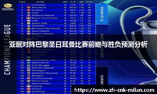 亚眠对阵巴黎圣日耳曼比赛前瞻与胜负预测分析
